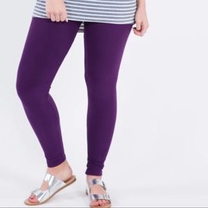 Agnes & Dora Solid Purple Grape Leggings S/M